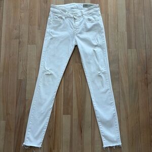 DIESEL DISTRESSED WHITE ANKLE JEANS 25